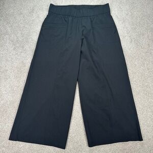 T by Talbots XS Black Wide Leg‎ Cropped Pants Elastic Waist Career Casual
